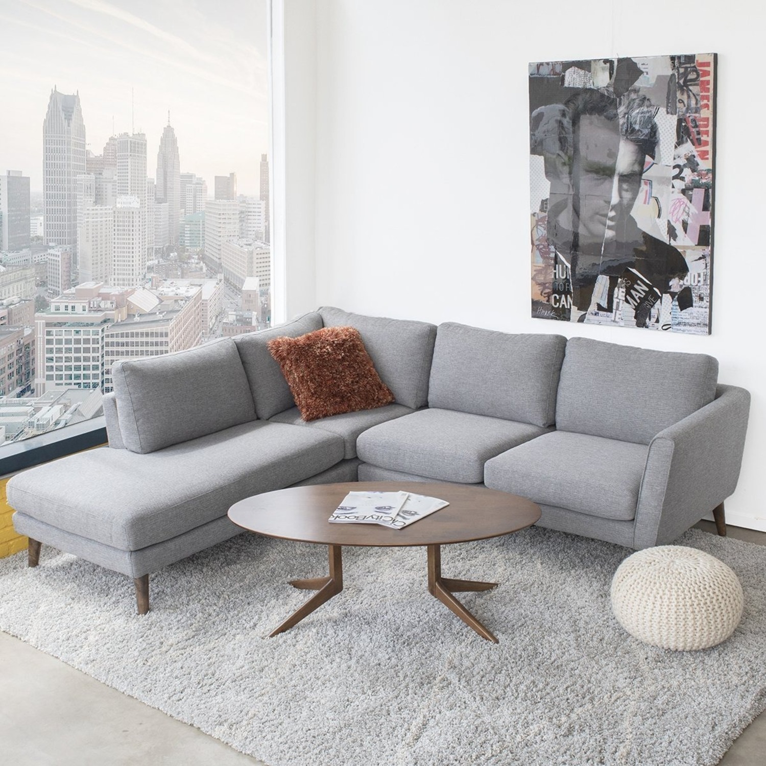 Bexley Grey Sectional Sofa Left Facing Chaise - image-4