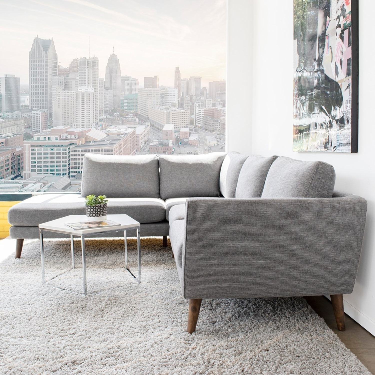 Bexley Grey Sectional Sofa Left Facing Chaise - image-1