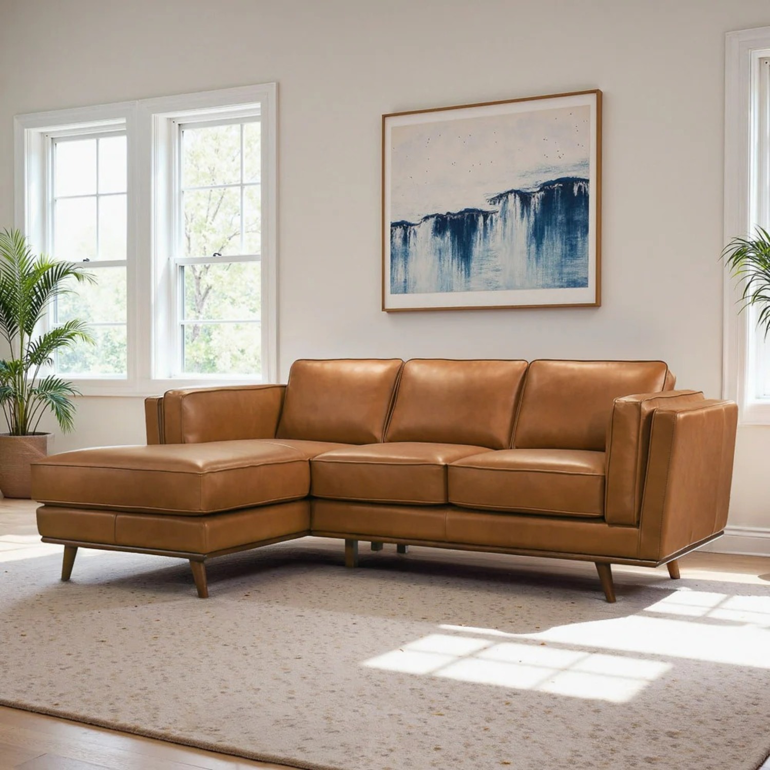 Ferre Leather Sectional Left Facing Chaise - image-2