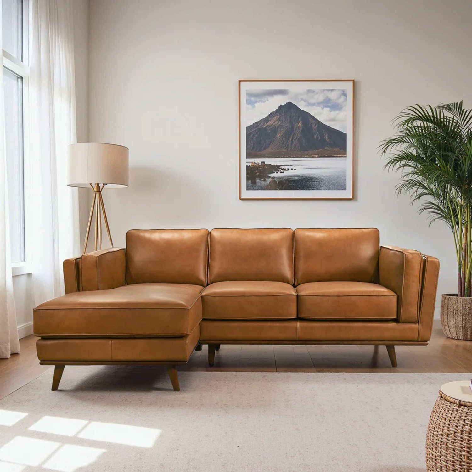 Ferre Leather Sectional Left Facing Chaise - image-1