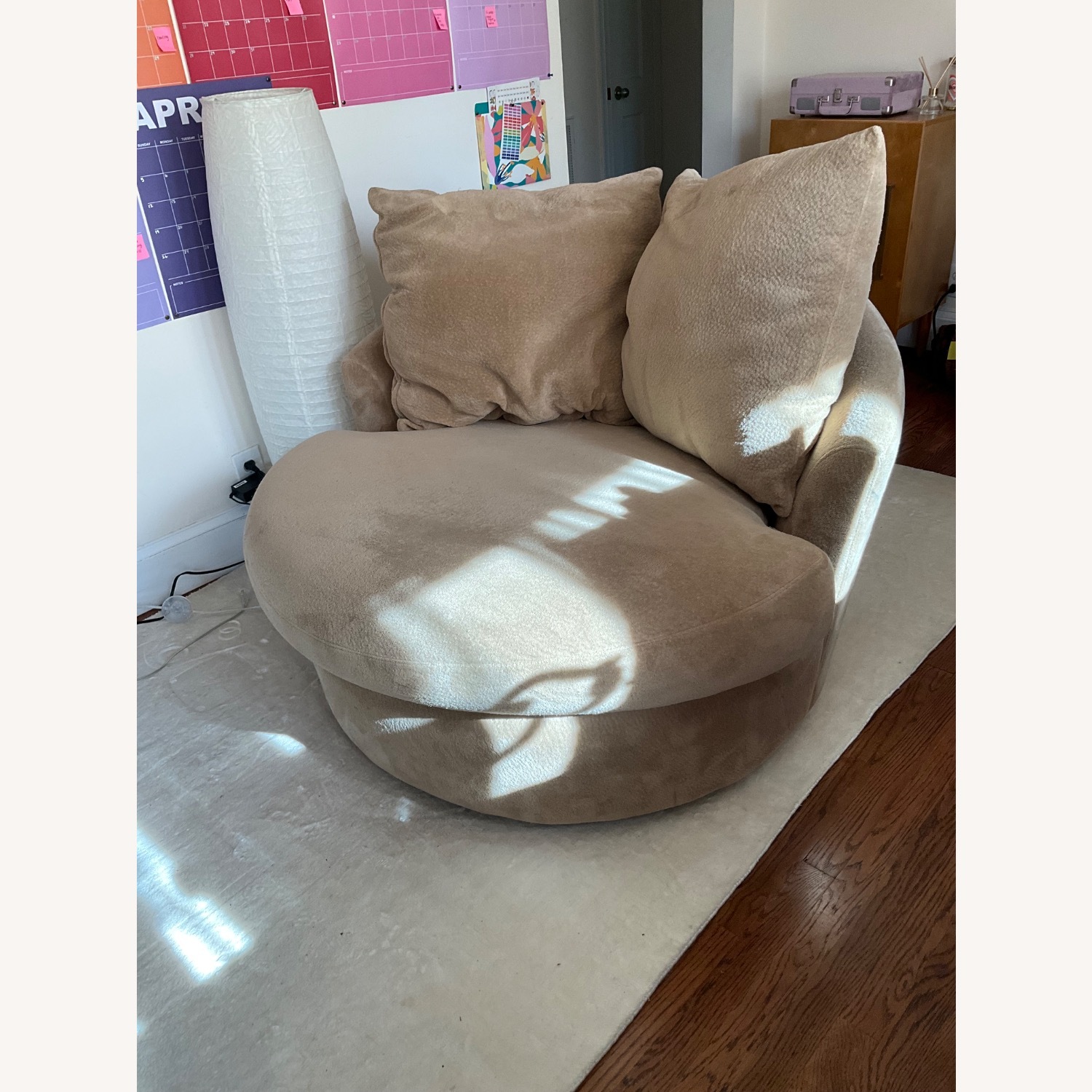 Z Gallerie Round Swivel Oversized Cuddle Chair - image-3