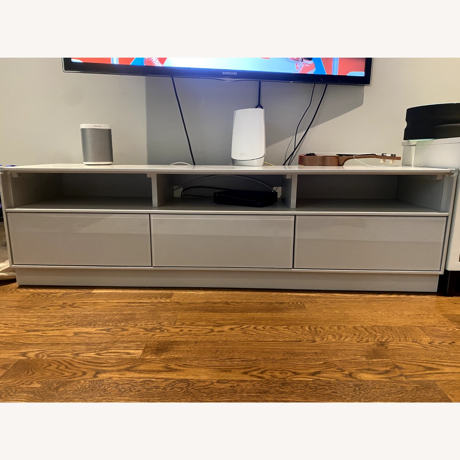 West Elm Emilia Gray Media Console (60") - image-1