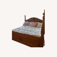 Solid Oak Bed with Iron Work 