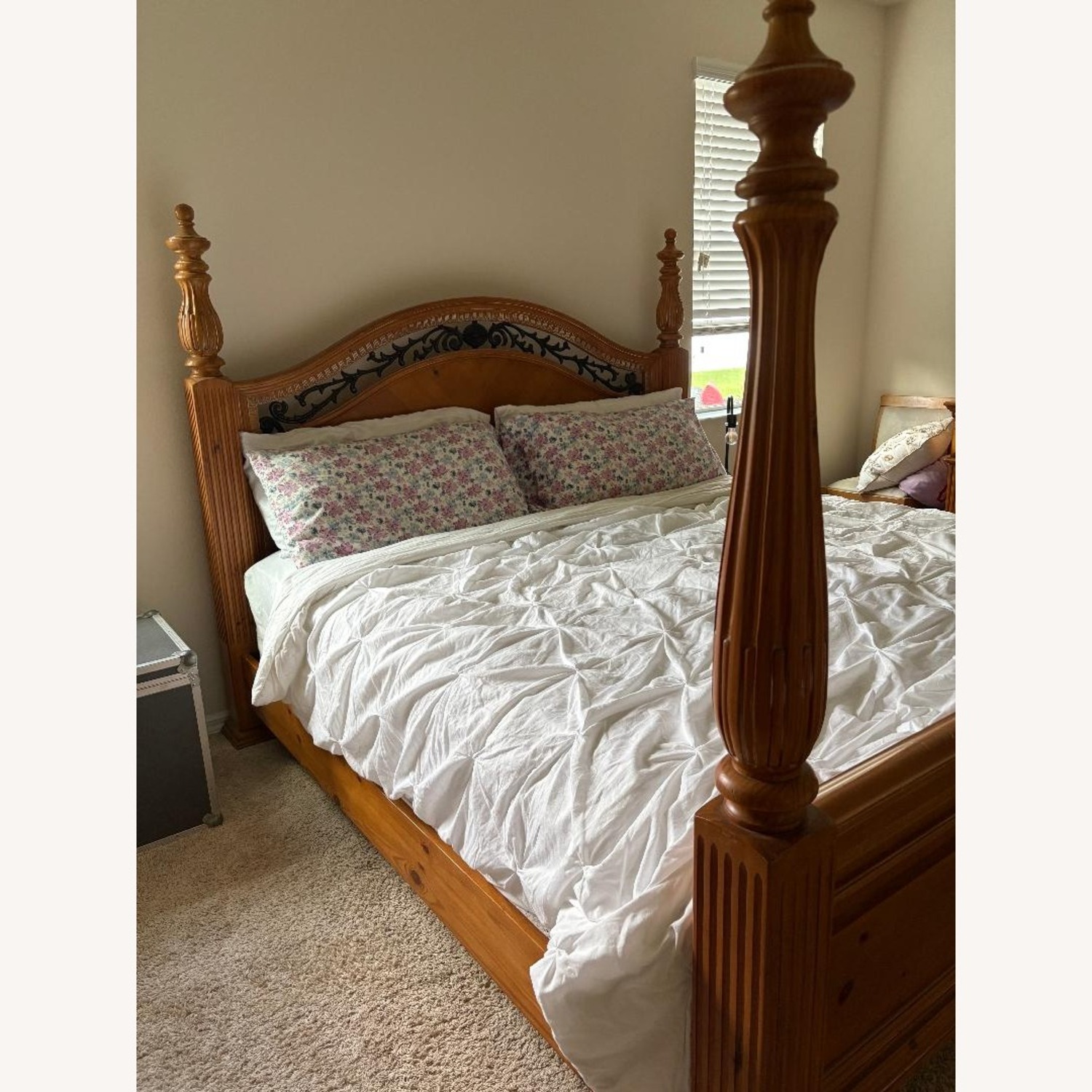 Solid Oak Bed with Iron Work  - image-4