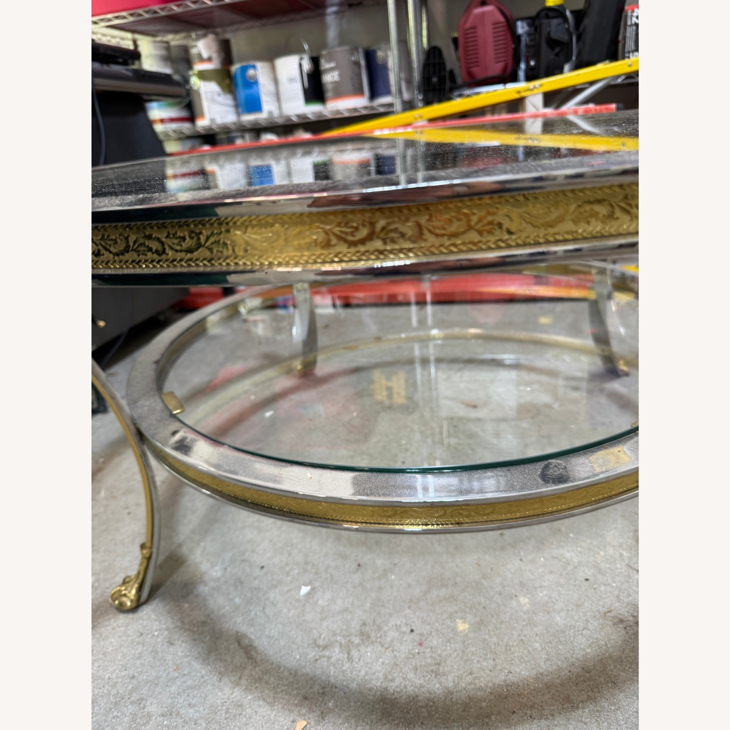 Vintage Two Tiered Round Glass Coffee Table - image-1