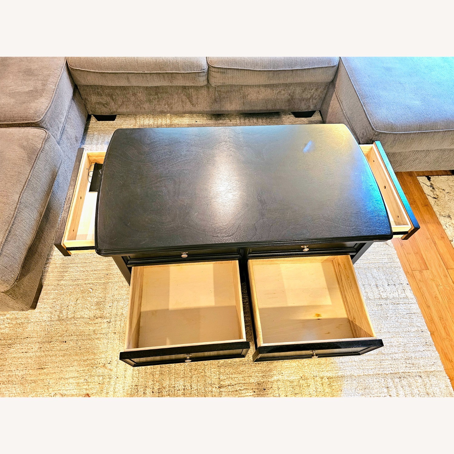 Dark Wood Lift-Top Coffee Table with Storage - image-6