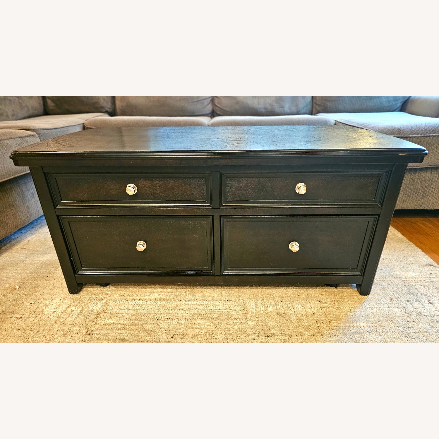 Dark Wood Lift-Top Coffee Table with Storage - image-1
