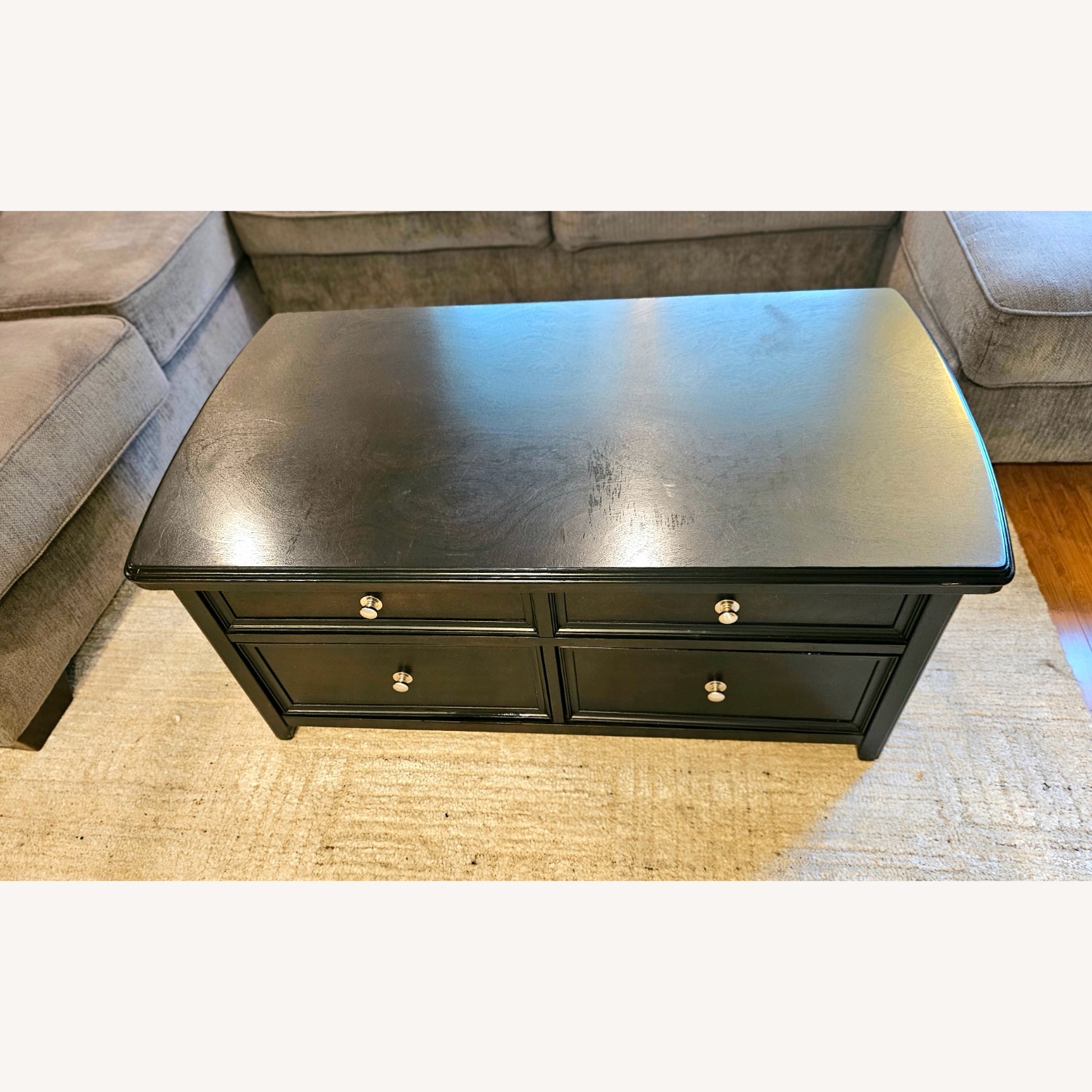 Dark Wood Lift-Top Coffee Table with Storage - image-4