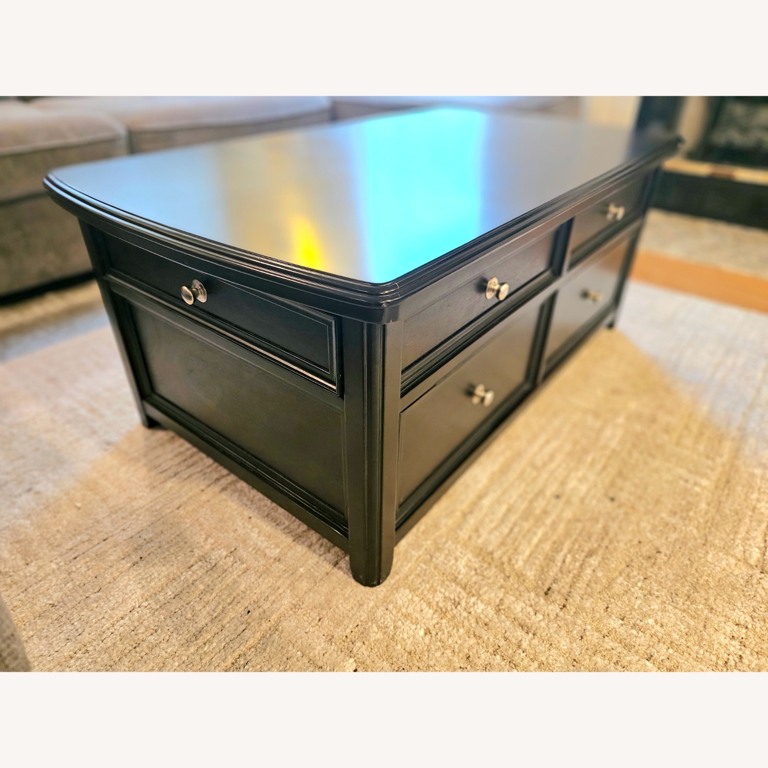 Dark Wood Lift-Top Coffee Table with Storage - image-3