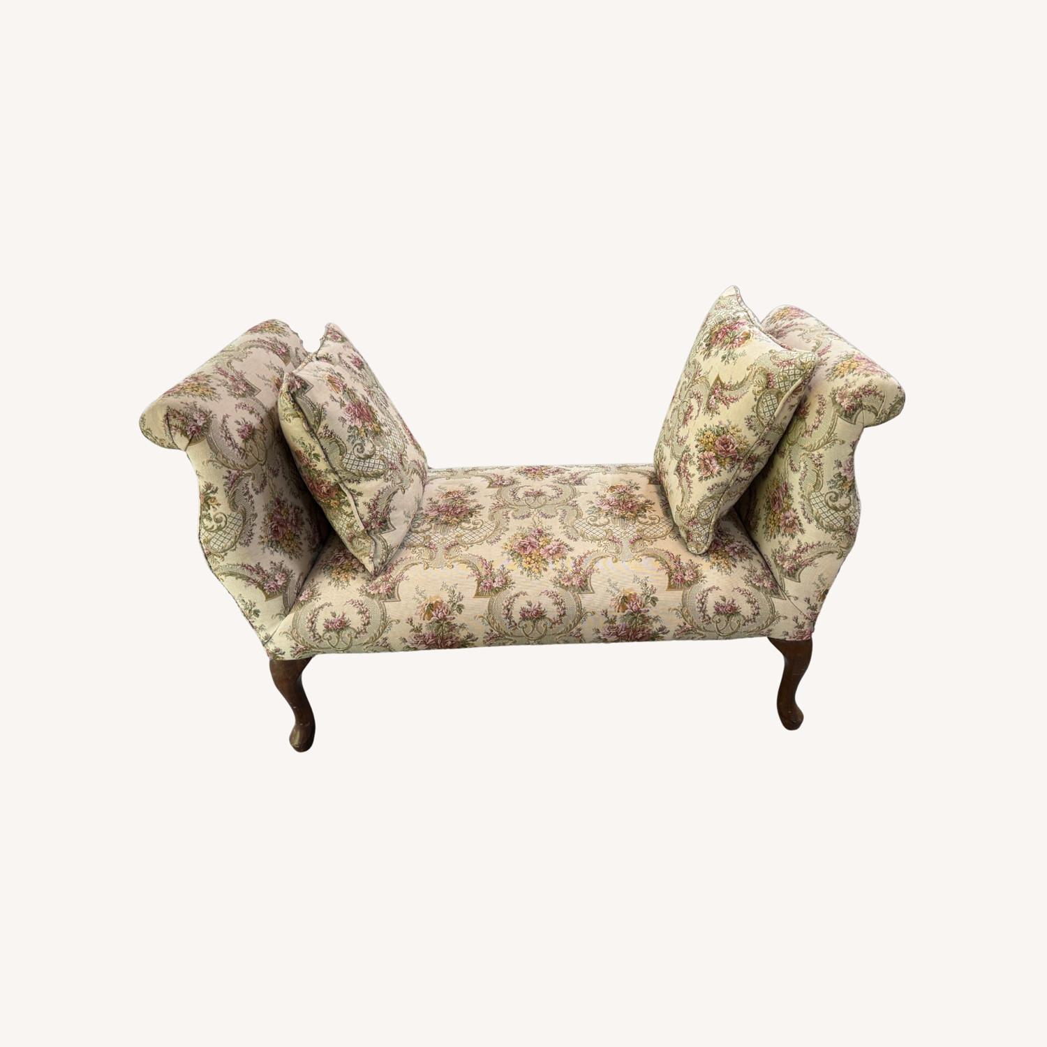 Antique Chippendale Style Upholstered Window Bench - image-0