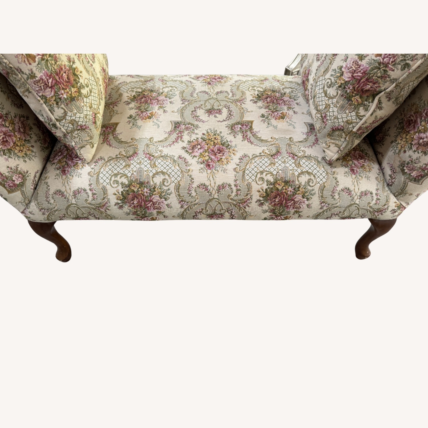 Antique Chippendale Style Upholstered Window Bench - image-6