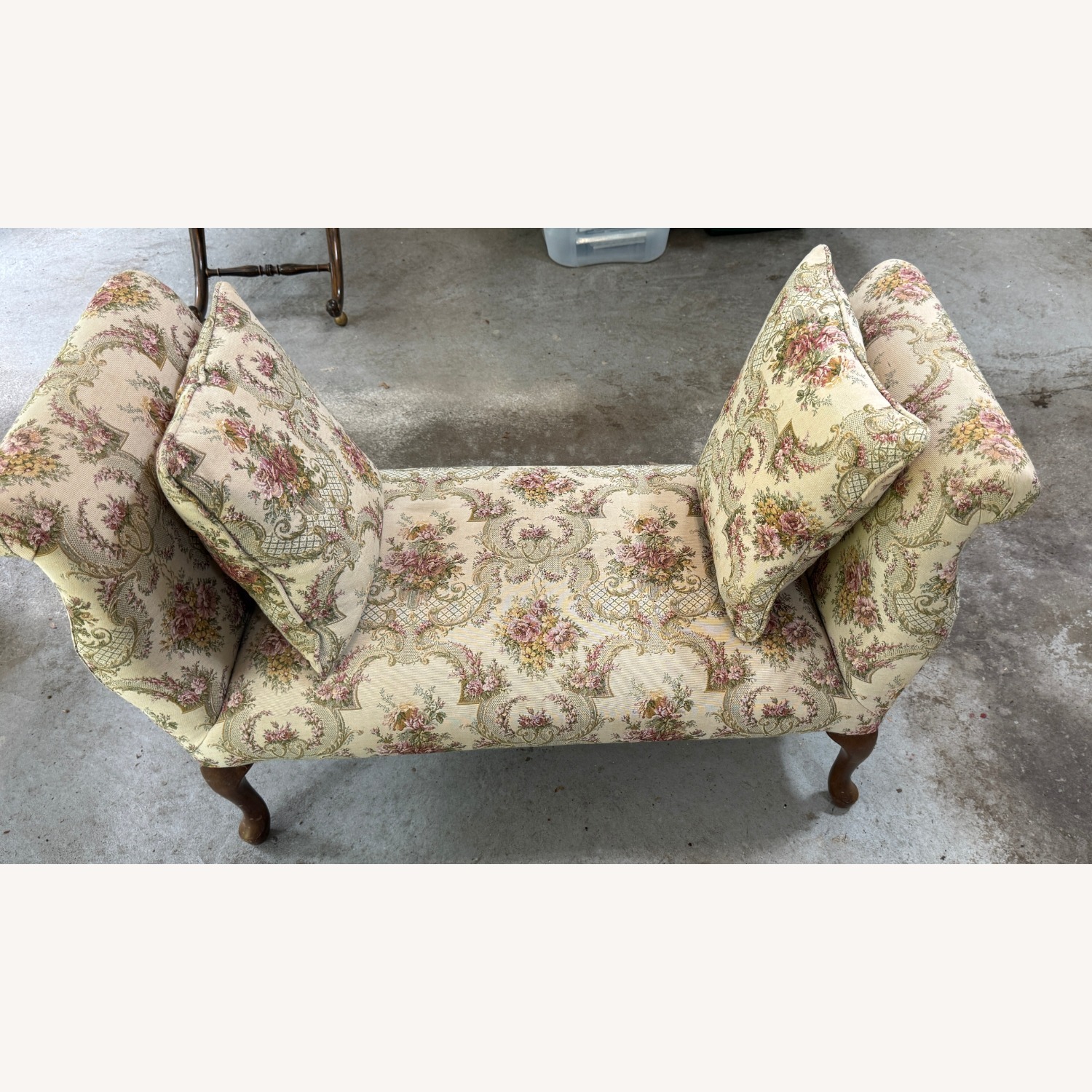 Antique Chippendale Style Upholstered Window Bench - image-3