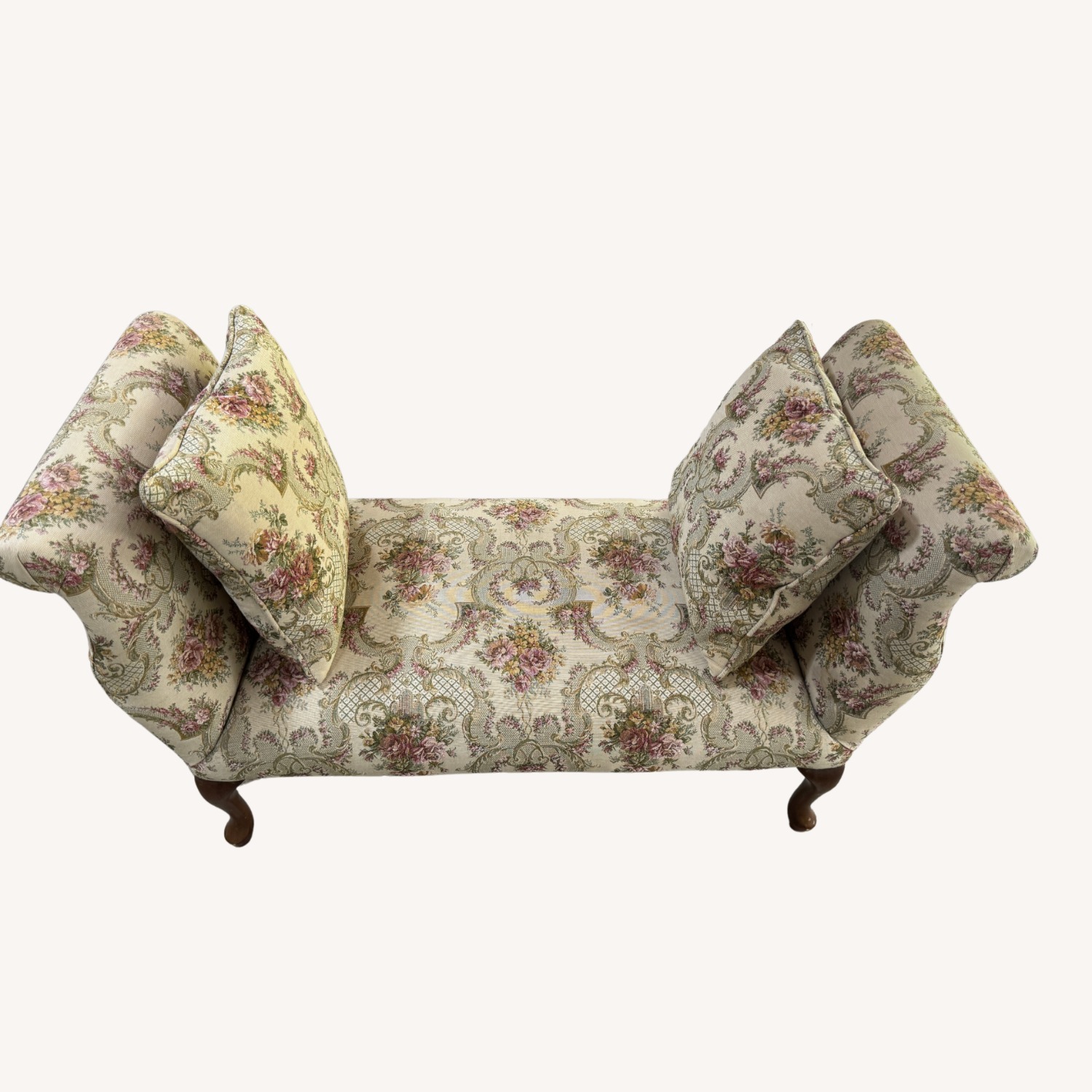 Antique Chippendale Style Upholstered Window Bench - image-1