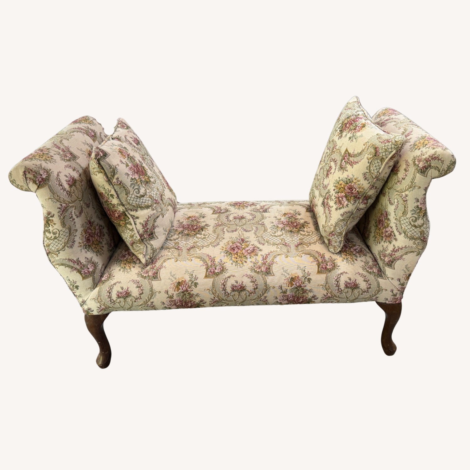 Antique Chippendale Style Upholstered Window Bench - image-2
