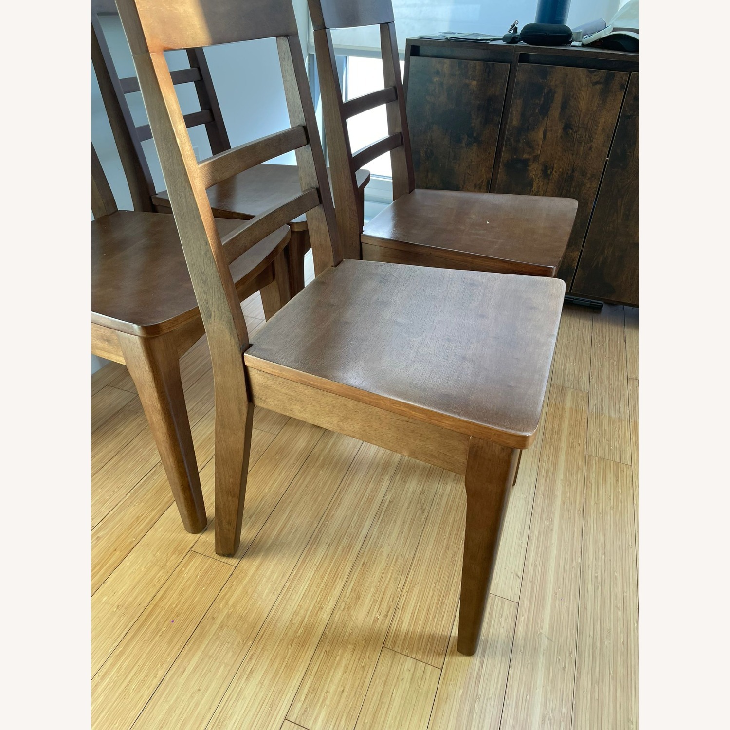 Wood Ladder Back Dining Chair Set Brown - image-2