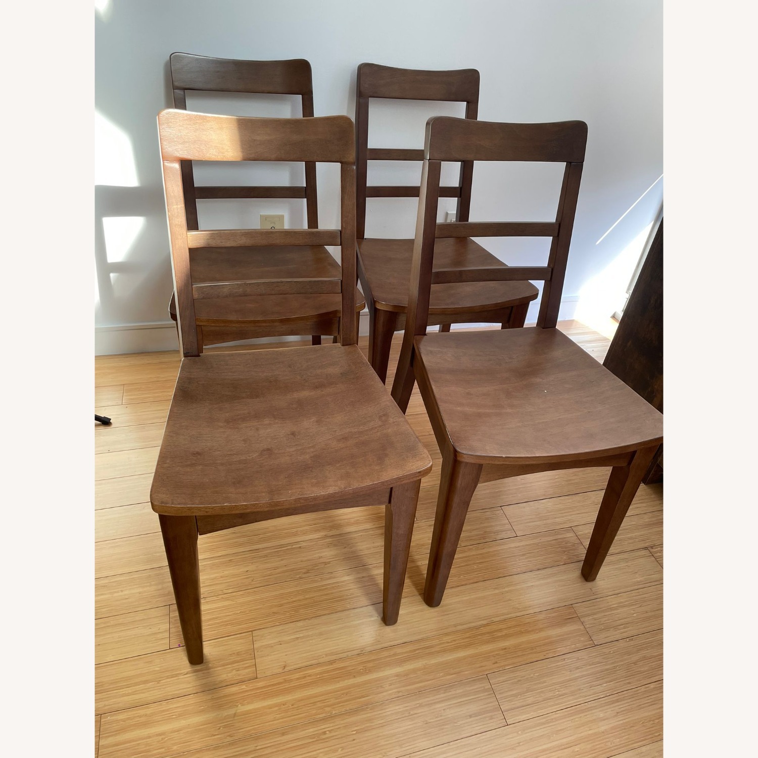 Wood Ladder Back Dining Chair Set Brown - image-1