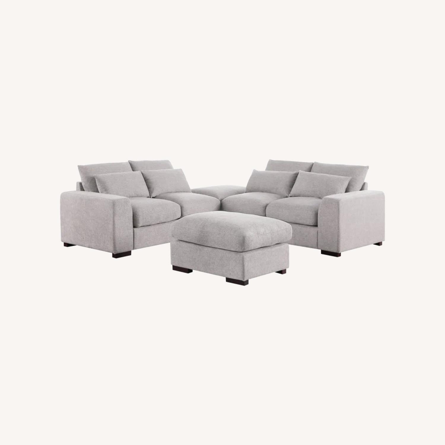 Wayfair Biaggio Linen Blend Sectional Couch with 2 Ottomans  - image-0