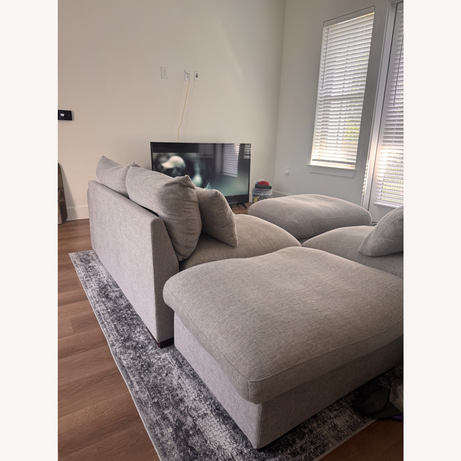 Wayfair Biaggio Linen Blend Sectional Couch with 2 Ottomans  - image-4
