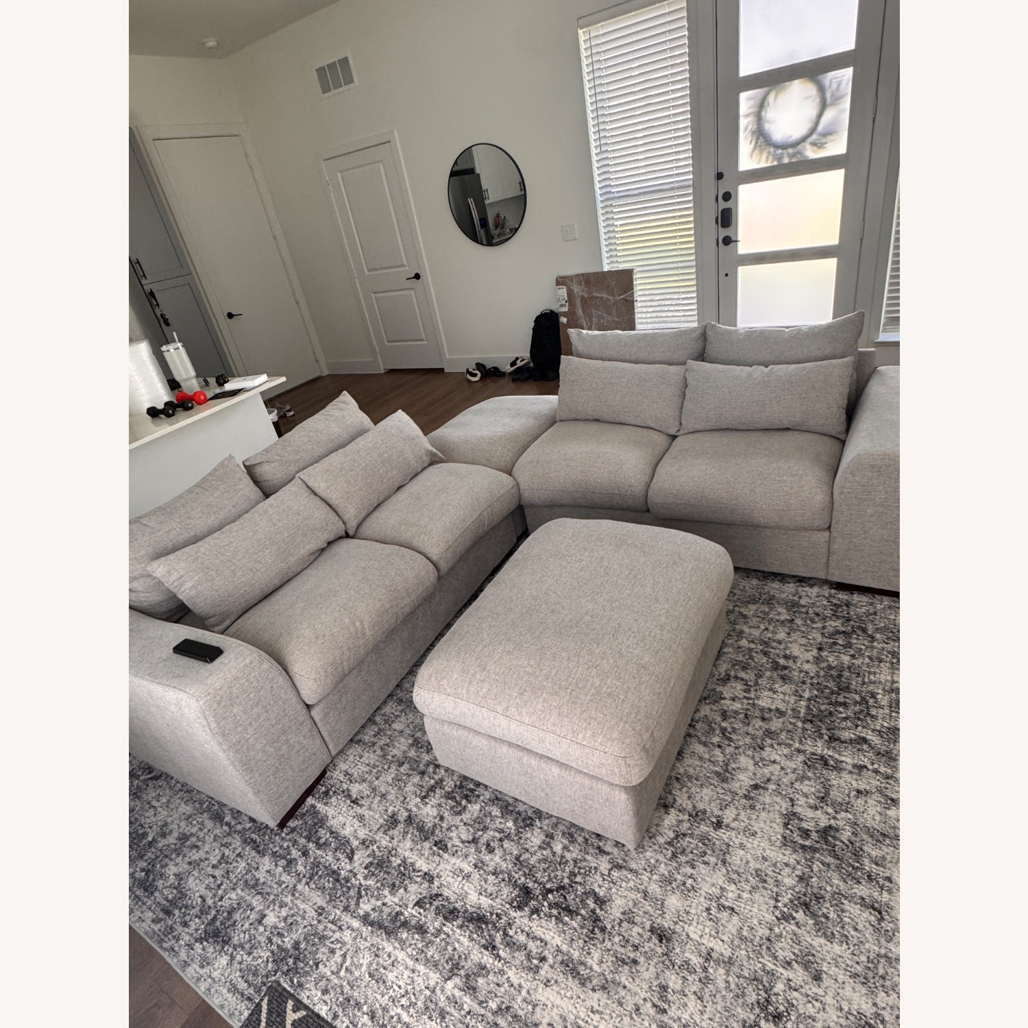 Wayfair Biaggio Linen Blend Sectional Couch with 2 Ottomans  - image-1