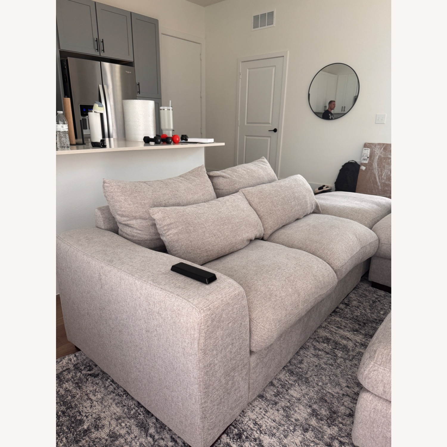 Wayfair Biaggio Linen Blend Sectional Couch with 2 Ottomans  - image-3