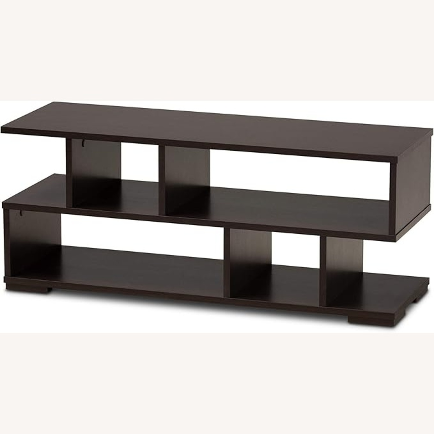 Modern Dark Brown Geometric TV Stand - image-5
