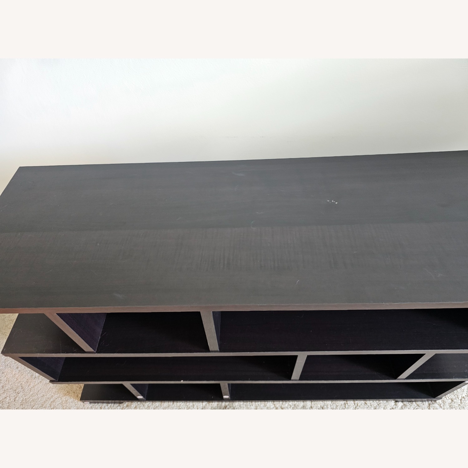 Modern Dark Brown Geometric TV Stand - image-2