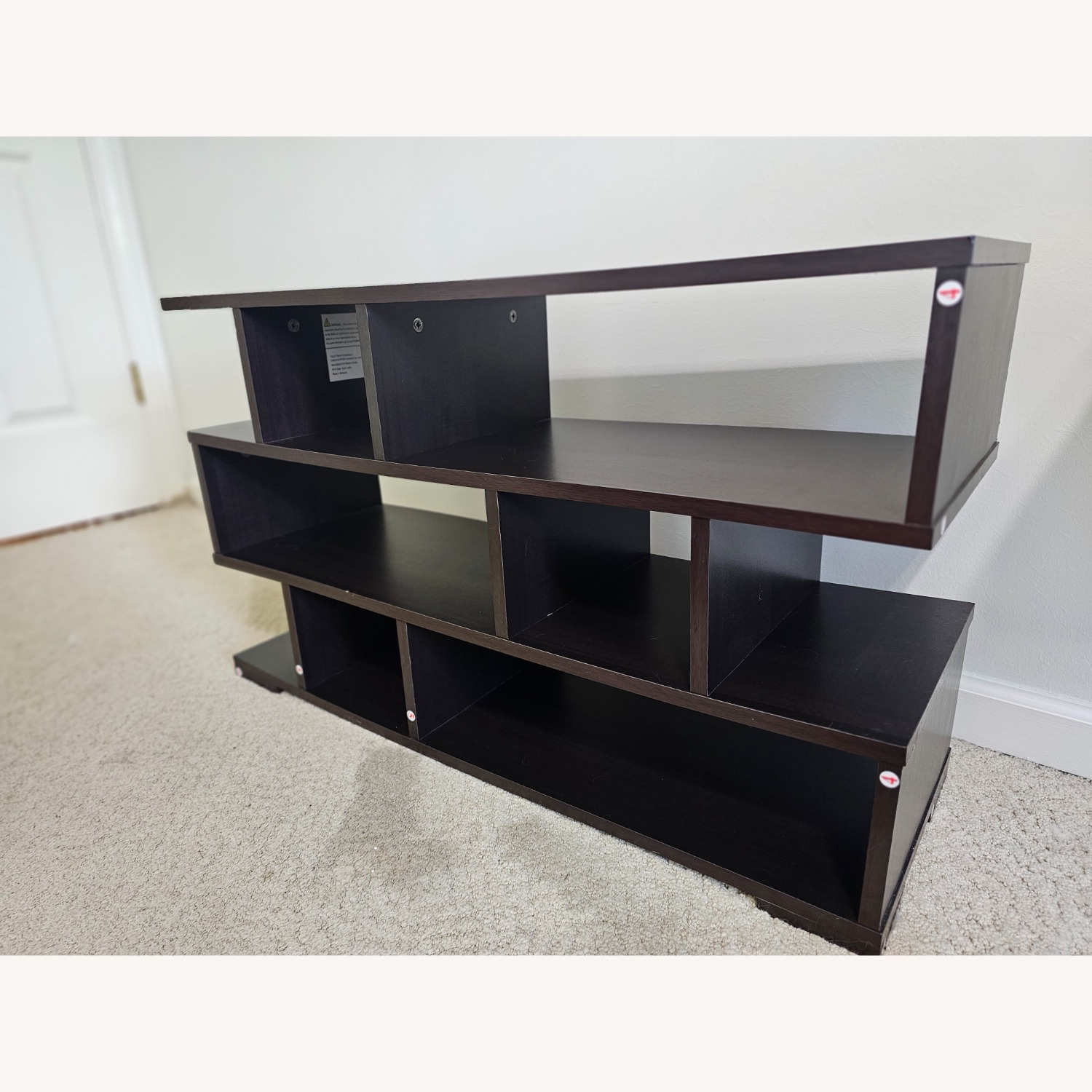 Modern Dark Brown Geometric TV Stand - image-4