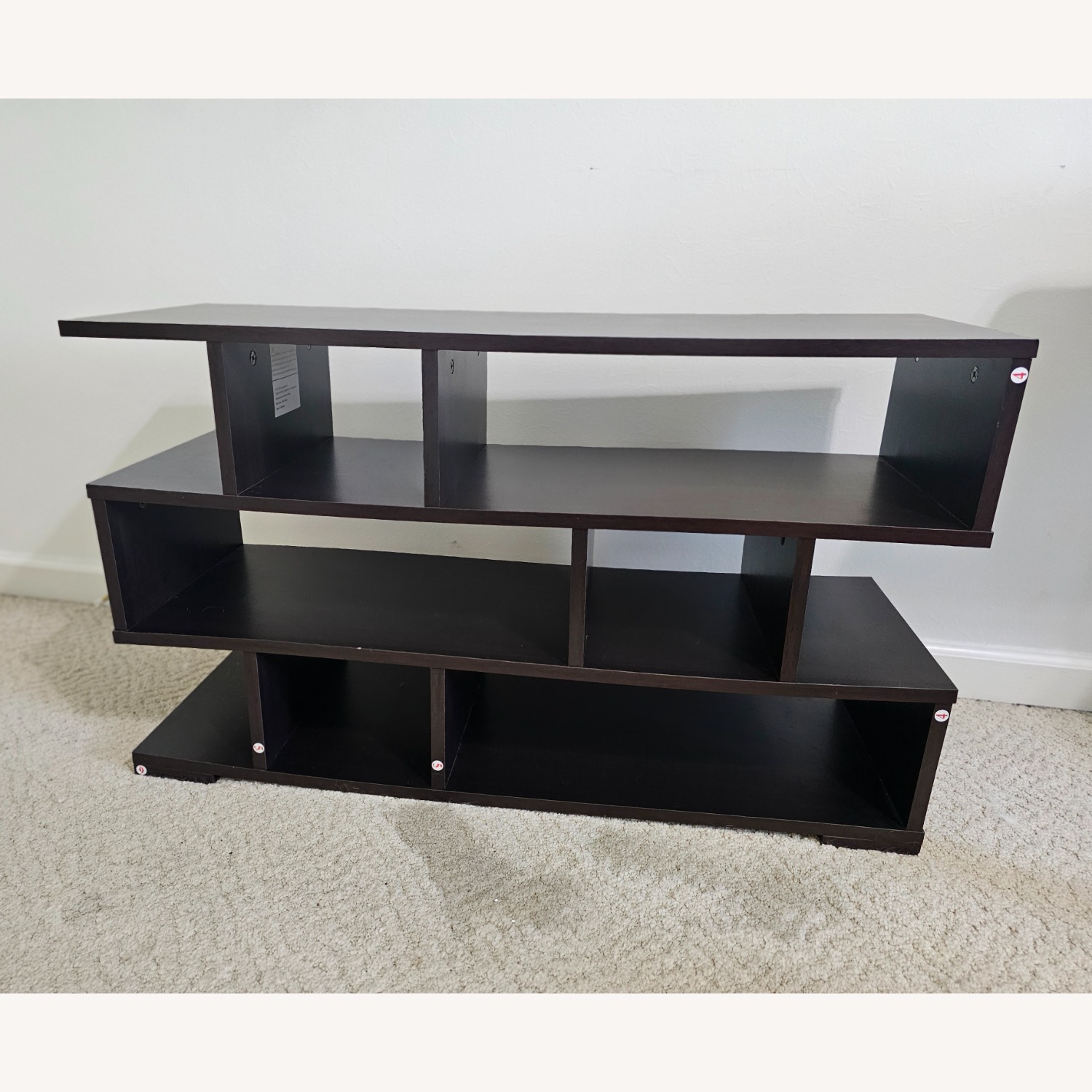 Modern Dark Brown Geometric TV Stand - image-1