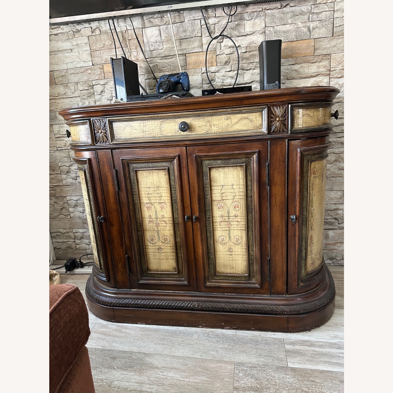 Hooker Console Table with Inlaid Crackle Finish - image-1