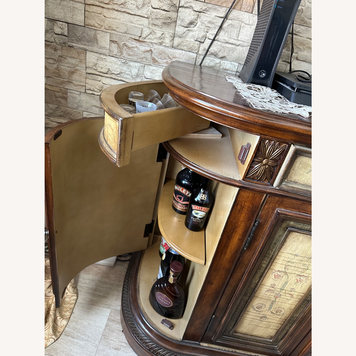 Hooker Console Table with Inlaid Crackle Finish - image-3