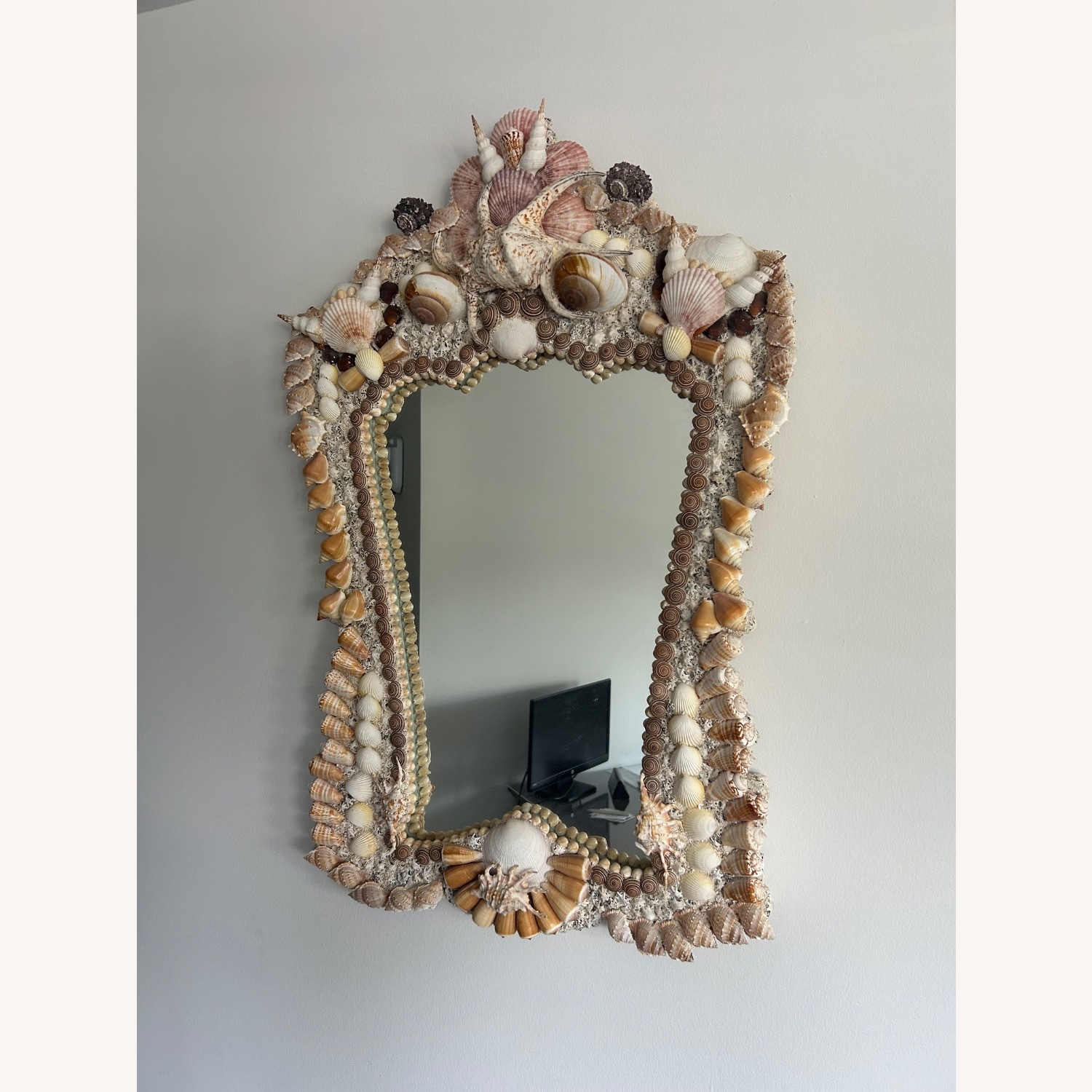 One-of-a-Kind Handcrafted Seashell Mirror - image-1