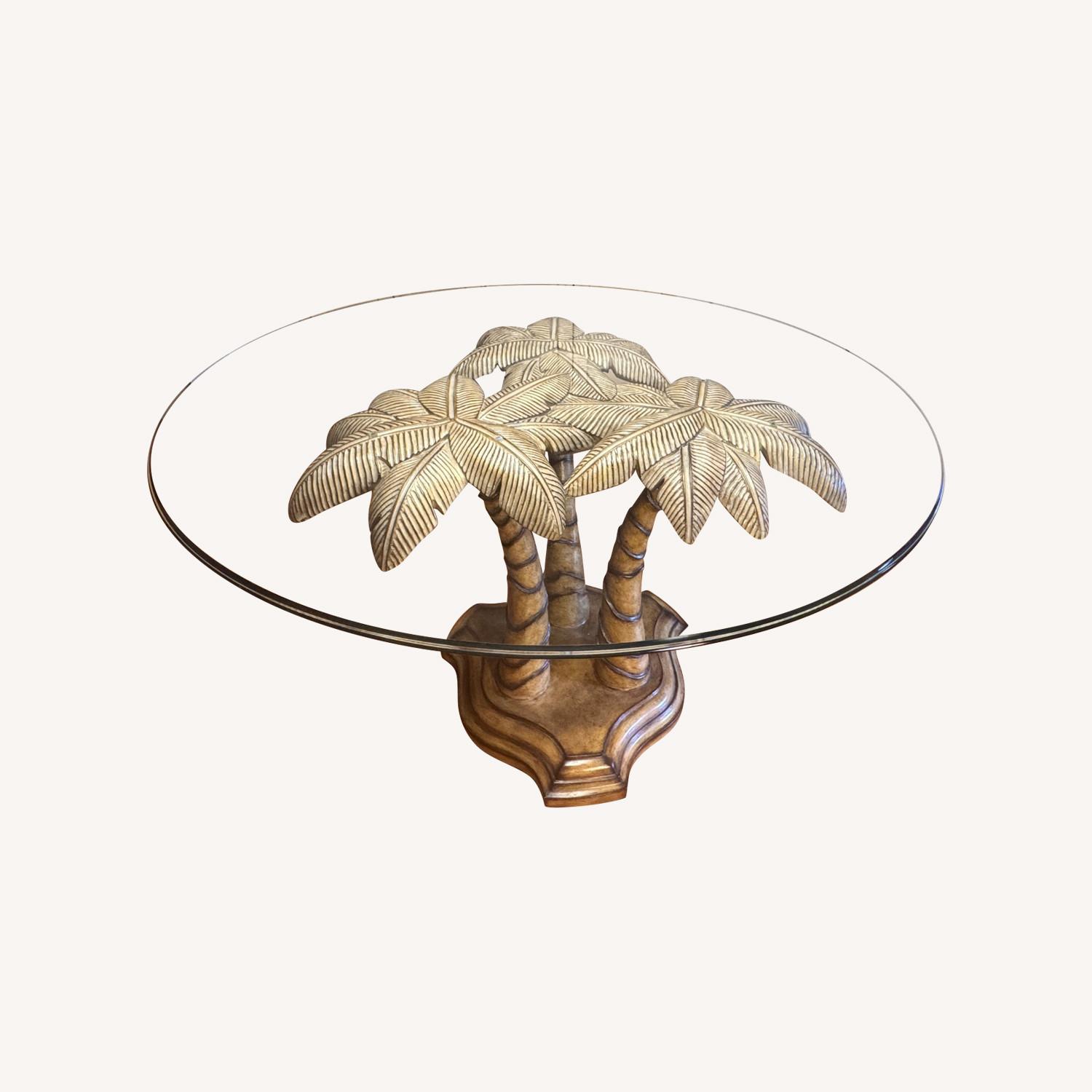 Glass Top Table with Sculptural Palm Base - AptDeco