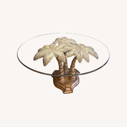 Used Glass Top Table with Sculptural Palm Base for sale on AptDeco