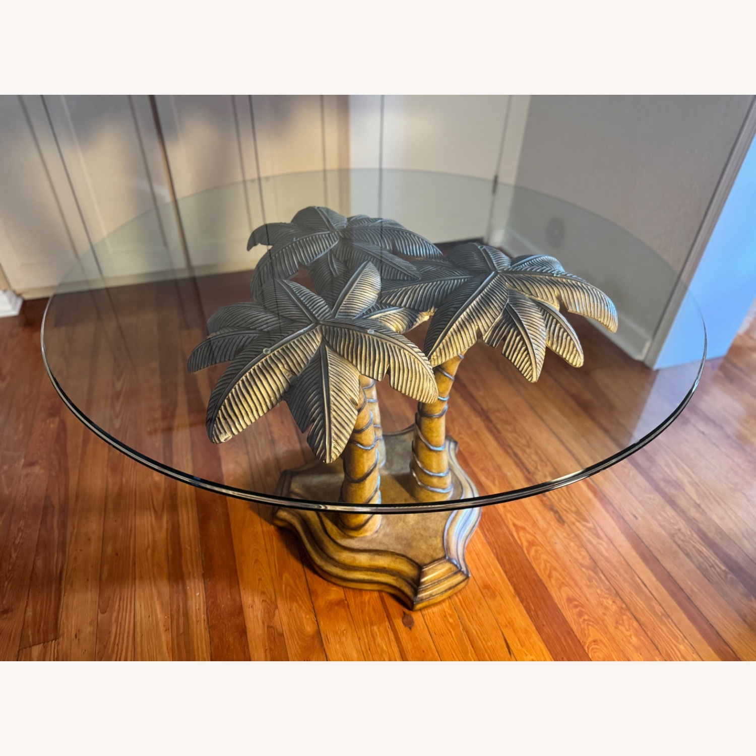 Glass Top Table with Sculptural Palm Base - image-2