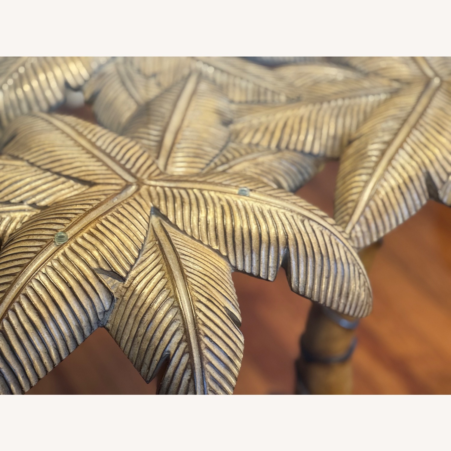 Glass Top Table with Sculptural Palm Base - image-5
