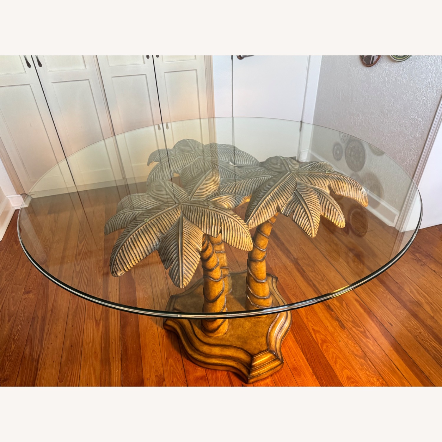 Glass Top Table with Sculptural Palm Base - image-6