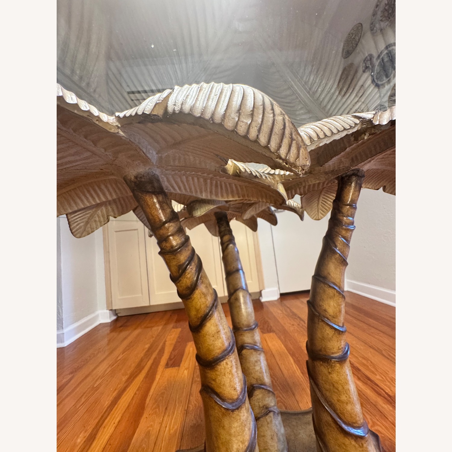 Glass Top Table with Sculptural Palm Base - image-4