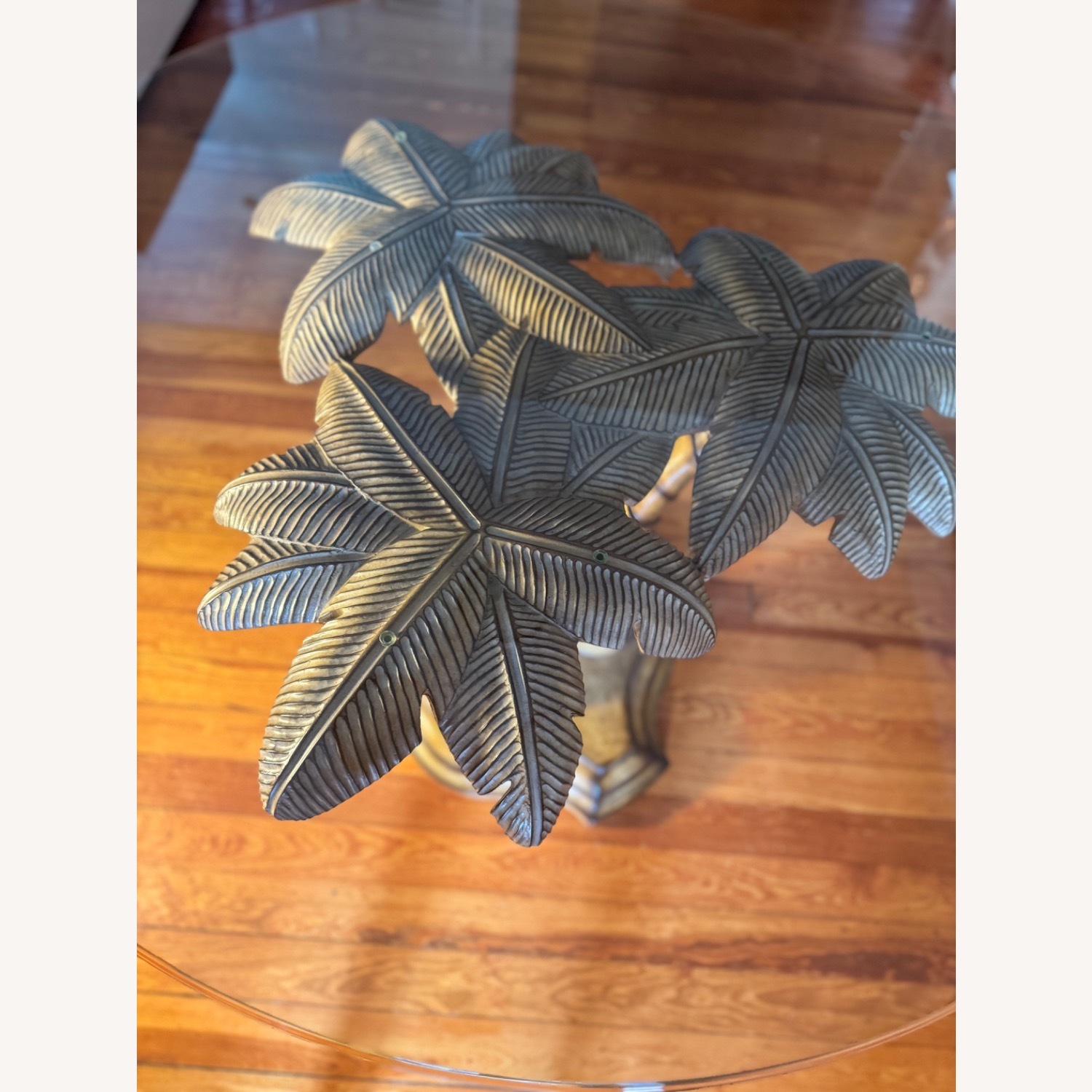 Glass Top Table with Sculptural Palm Base - image-3