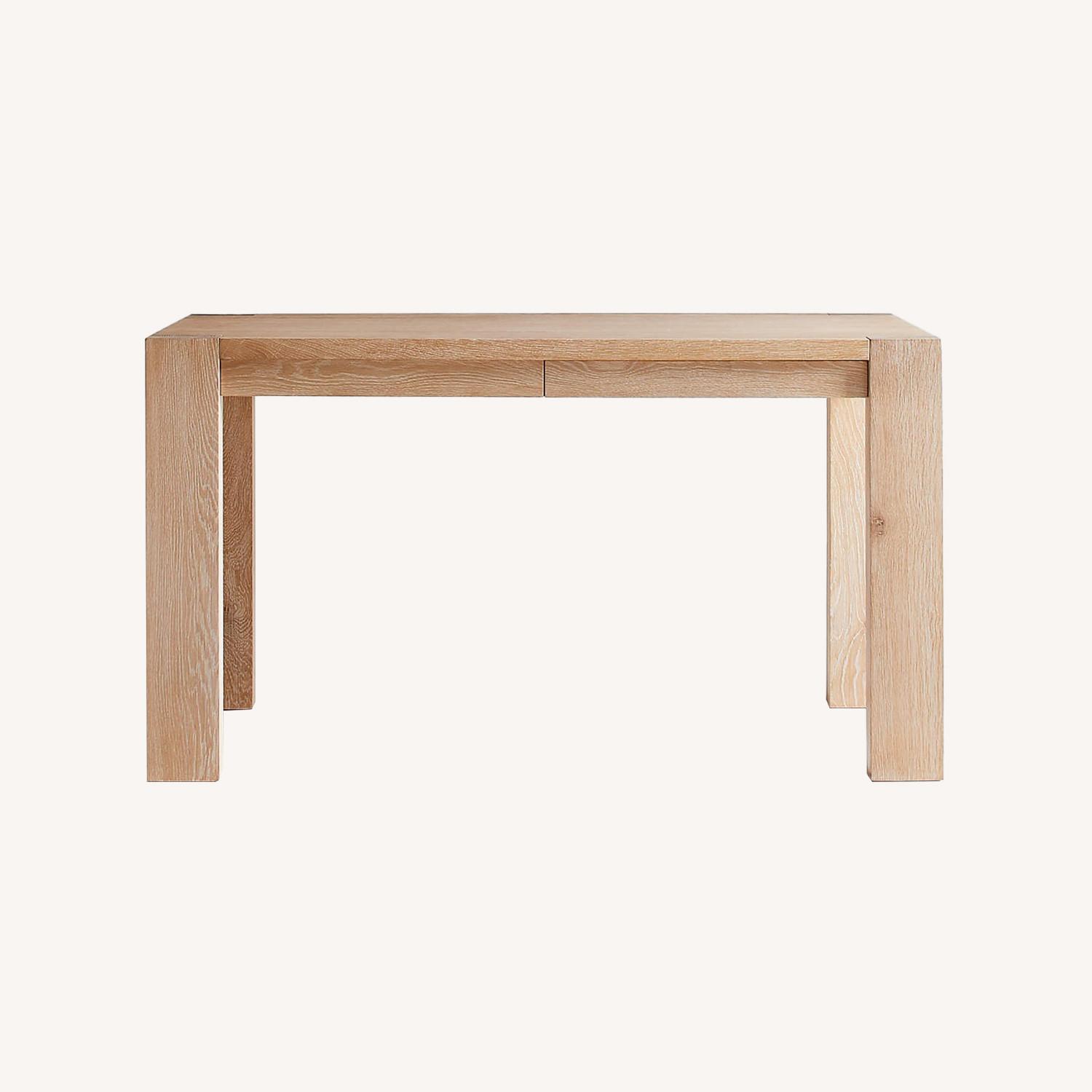 Crate & Barrel Terra Natural White Oak Wood Desk Power Outlets - image-0