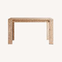 Crate & Barrel Terra Natural White Oak Wood Desk Power Outlets
