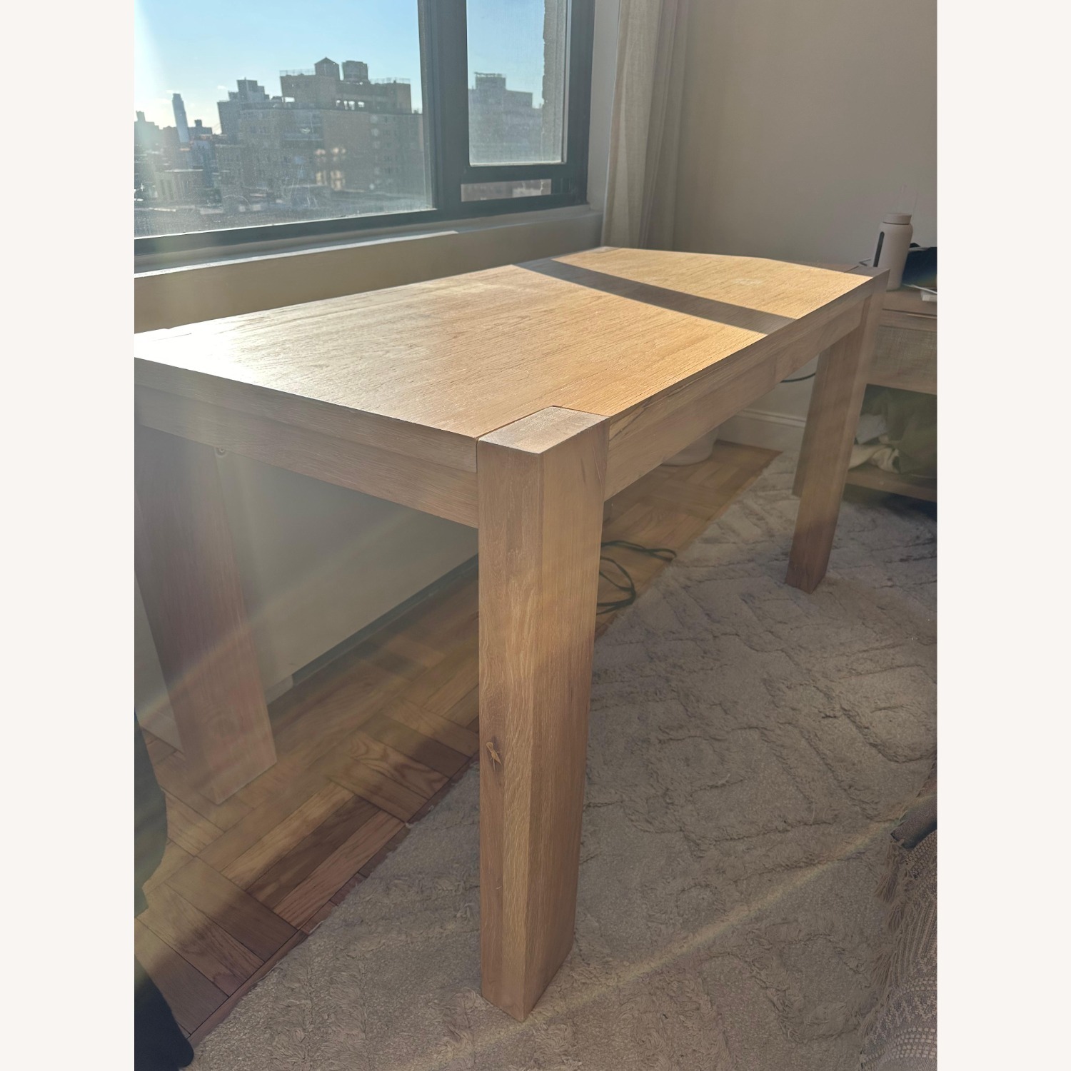 Crate & Barrel Terra Natural White Oak Wood Desk Power Outlets - image-1