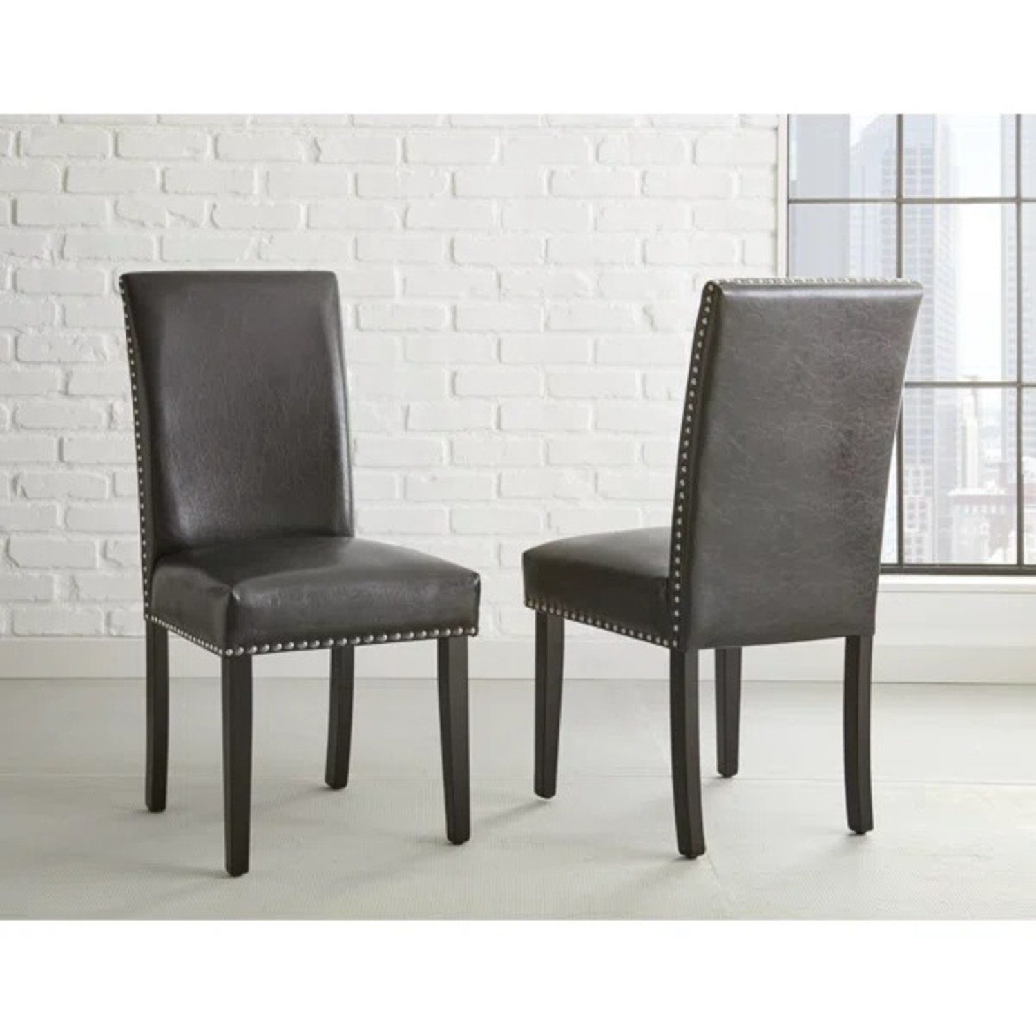 Home Depot Wonder Dark Brown Upholstered Leather Dining Chairs - image-2
