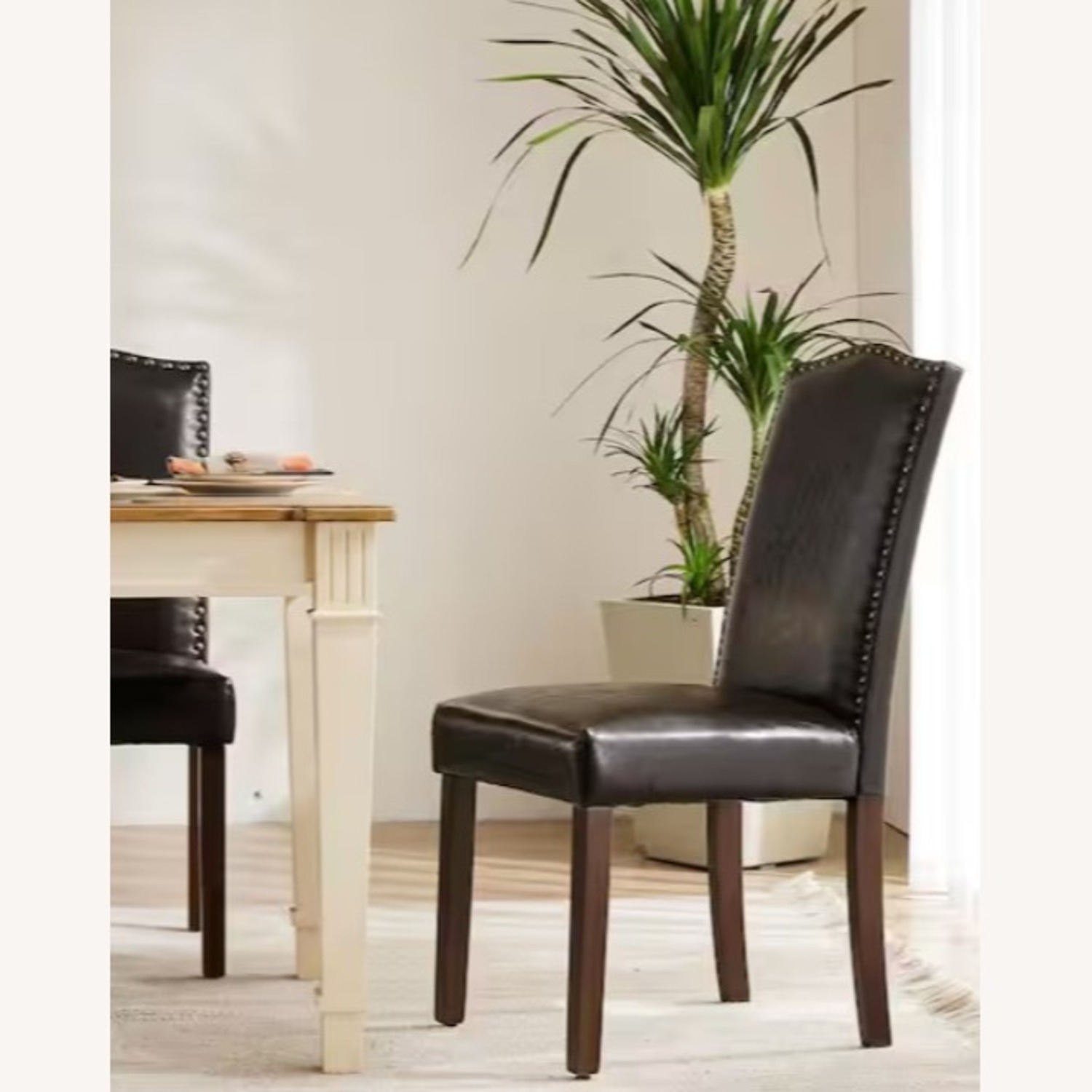 Home Depot Wonder Dark Brown Upholstered Leather Dining Chairs - image-3