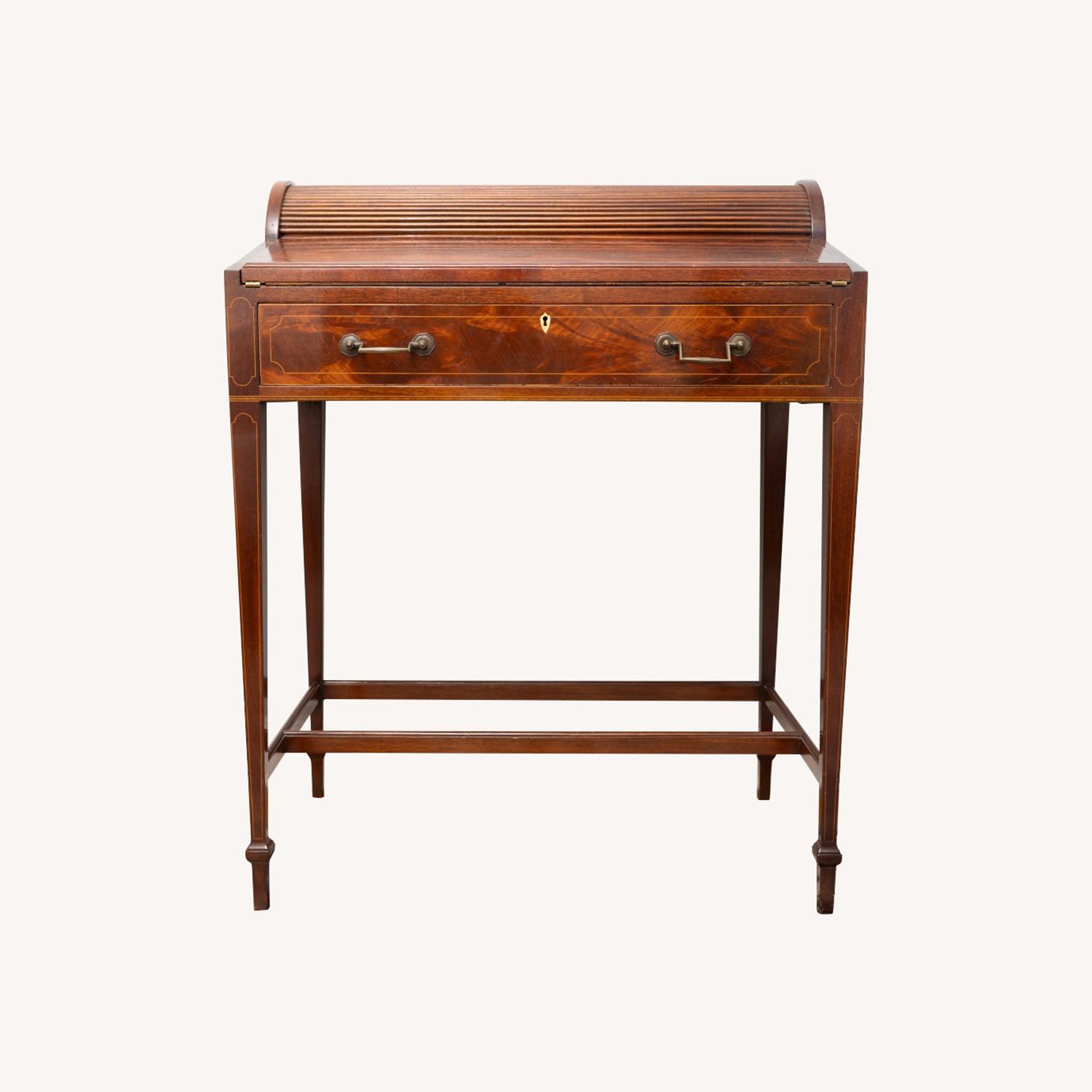 Antique Wood Roll Top Secretary Desk - image-0