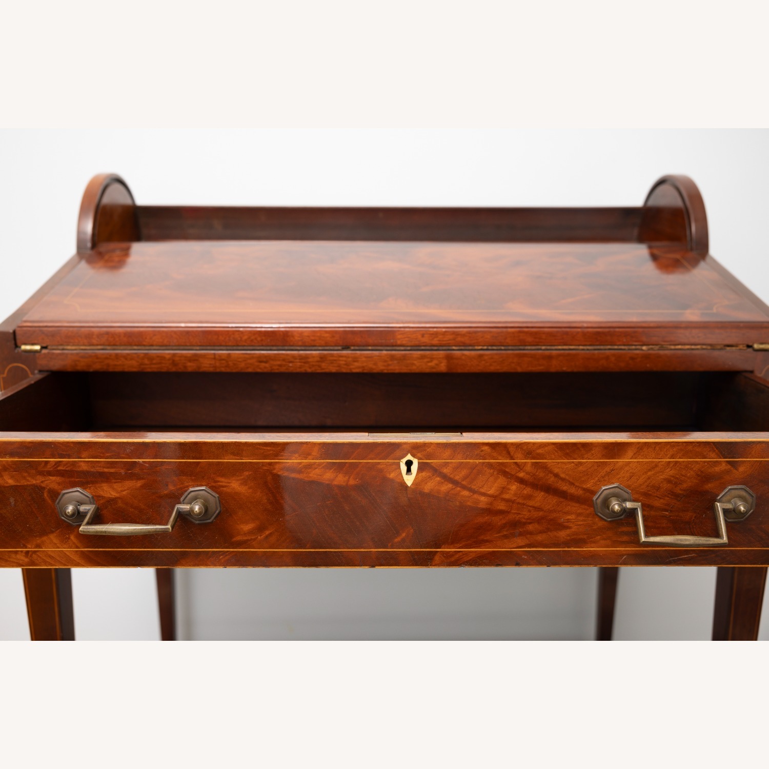 Antique Wood Roll Top Secretary Desk - image-9