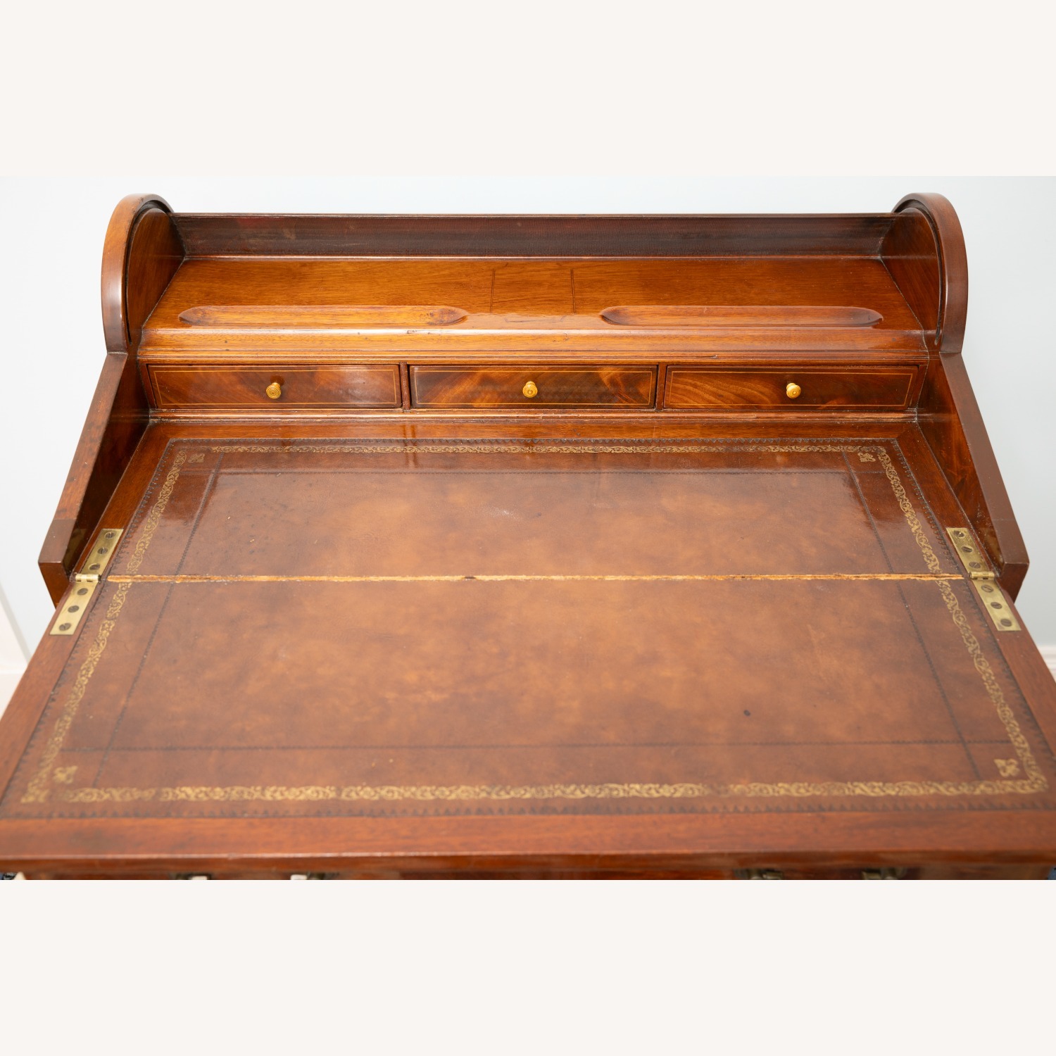 Antique Wood Roll Top Secretary Desk - image-14