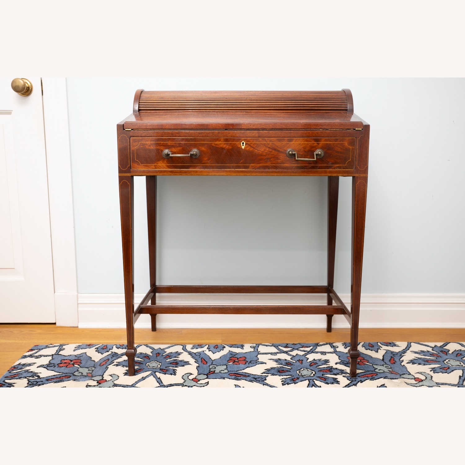 Antique Wood Roll Top Secretary Desk - image-1