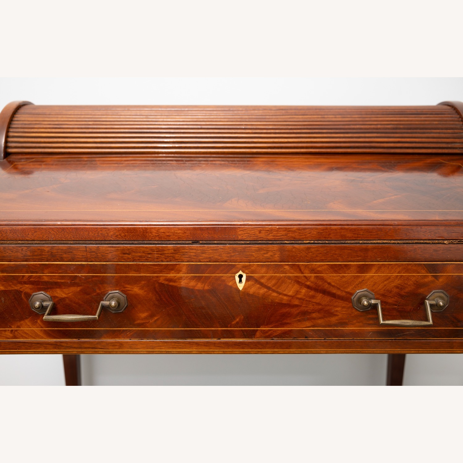 Antique Wood Roll Top Secretary Desk - image-8