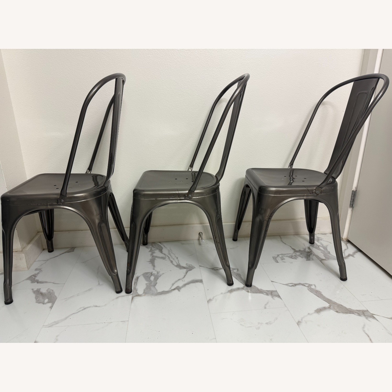 Tolix Indoor Steel Chairs- Set of 3 - image-4