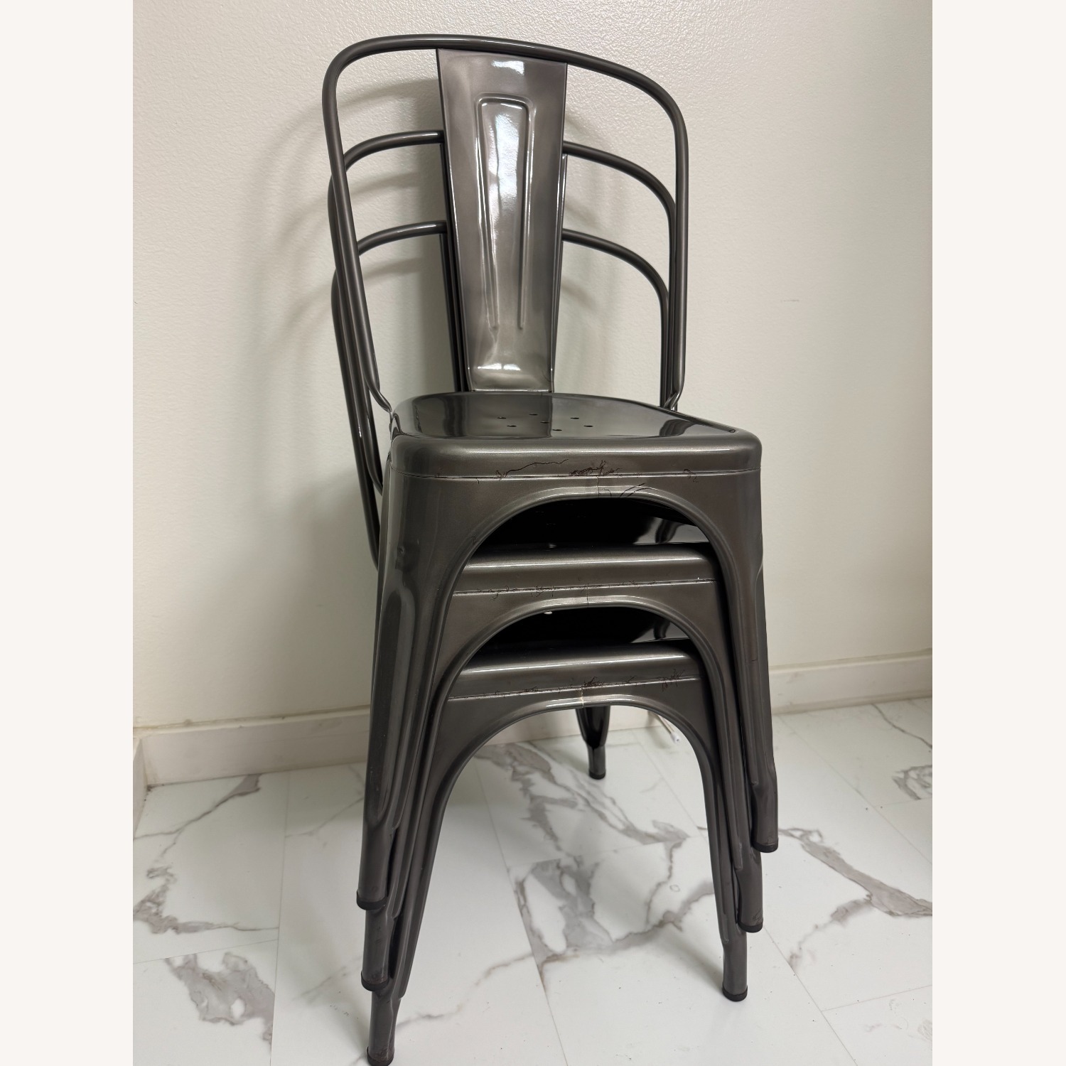 Tolix Indoor Steel Chairs- Set of 3 - image-5